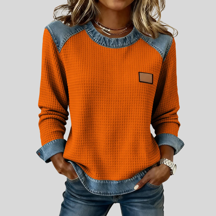Hetty - Sweat-shirt patchwork avec texture gaufrée
