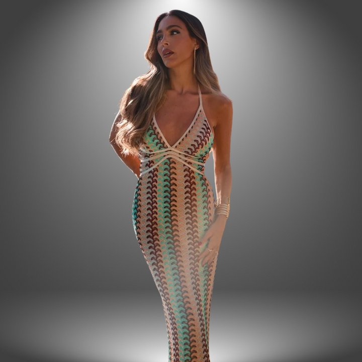Giulia | Robe Longue Artisanale avec Décolleté en V