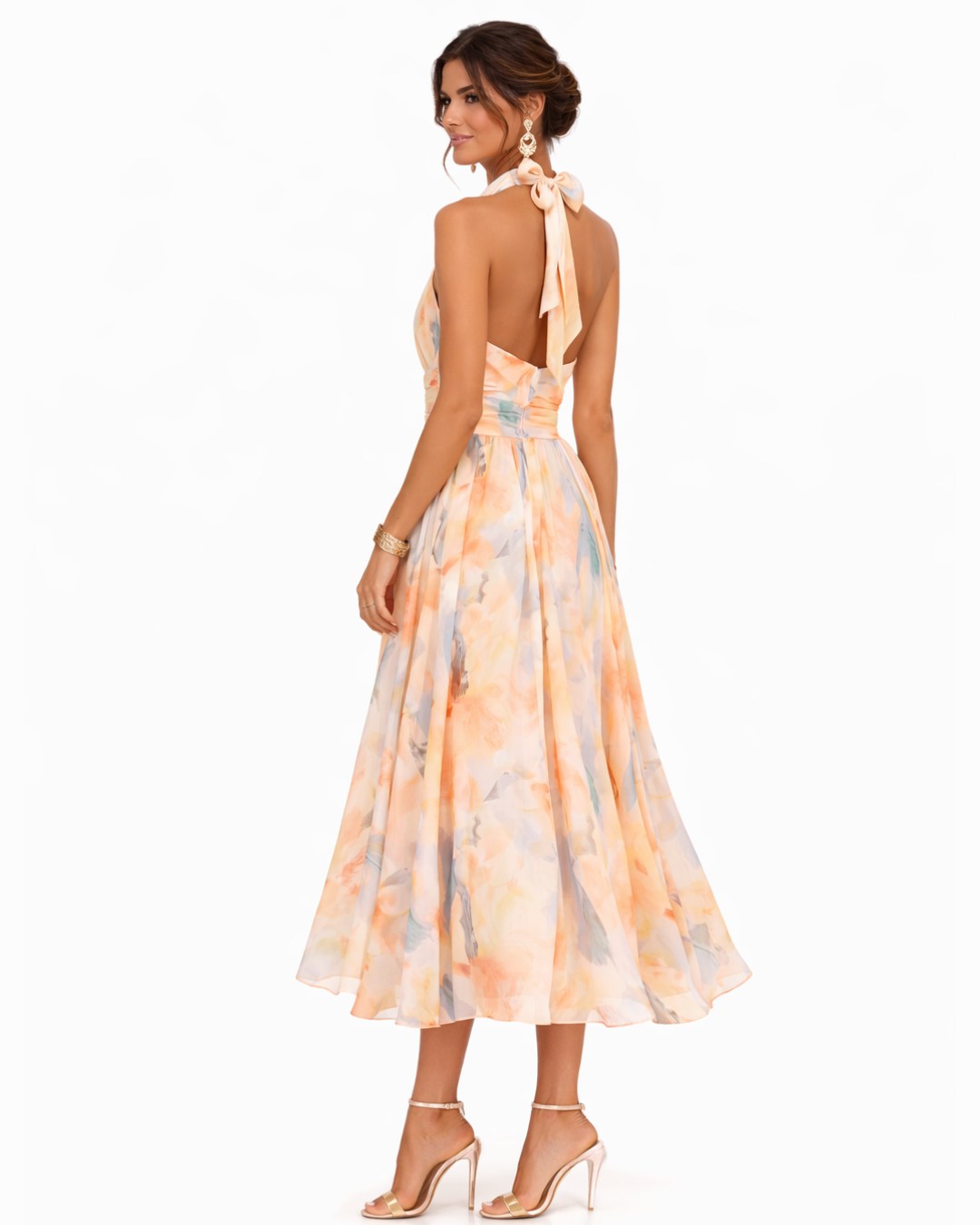 Aurora | Robe à décolleté américain et imprimé aquarelle