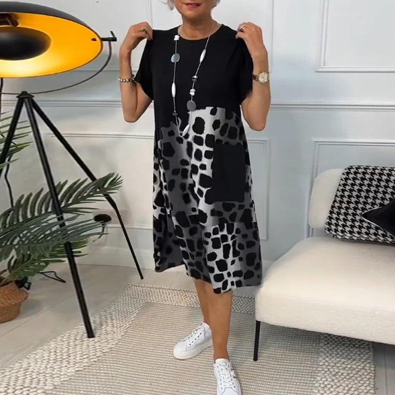 Naomi™ | Robe Décontractée à Imprimé avec Col Rond