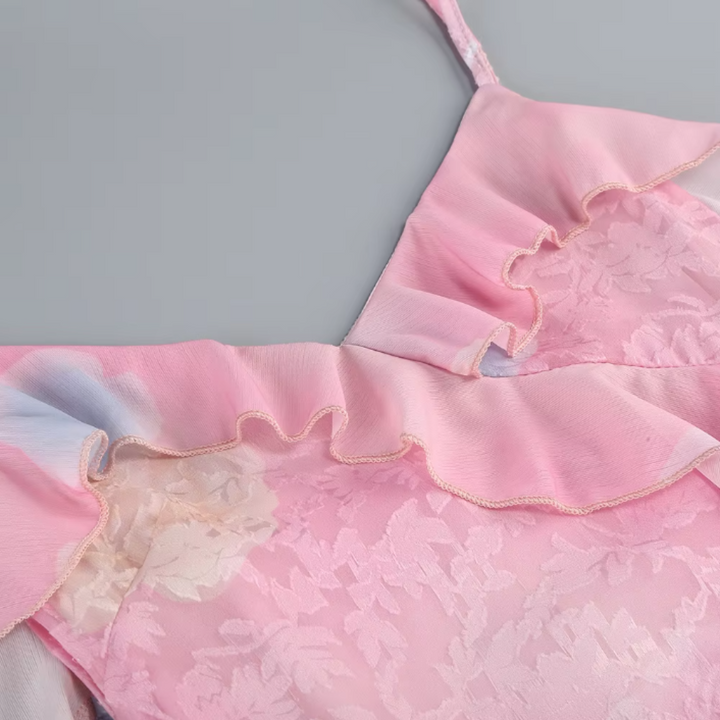 Robe Sans Manches Florale avec Volants