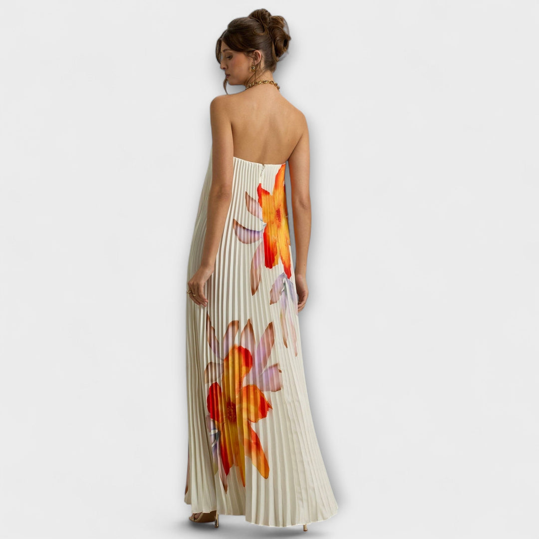 Michelle - Robe Maxi Coeur en fleur orange