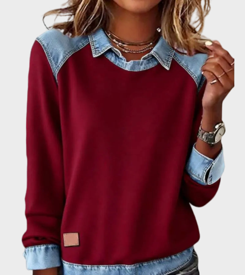 Ravit - Blouse en jean tissée à manches longues