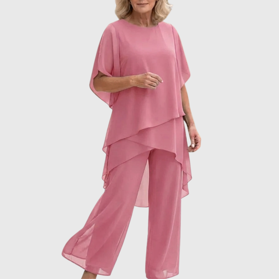 Linda | Ensemble avec pantalons palazzo drapés