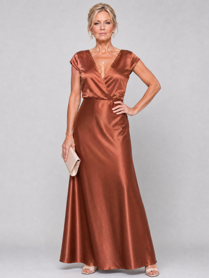 Samouse | Robe Maxi à Manches Courtes et Corps Croisé
