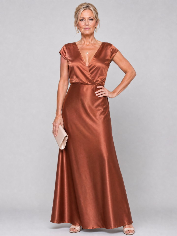 Samouse | Robe Maxi à Manches Courtes et Corps Croisé