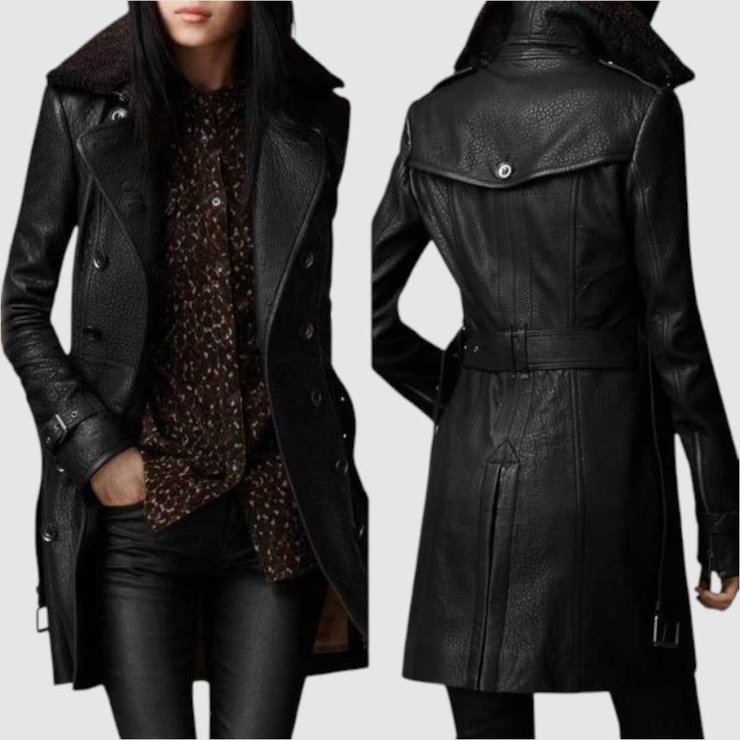 Laura - Manteau en cuir élégant 3/4