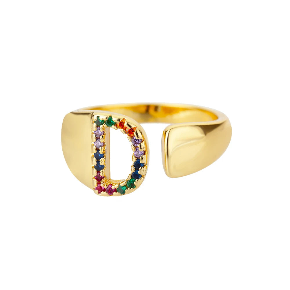 Bague avec Lettre Personnalisée en Acier Inoxydable
