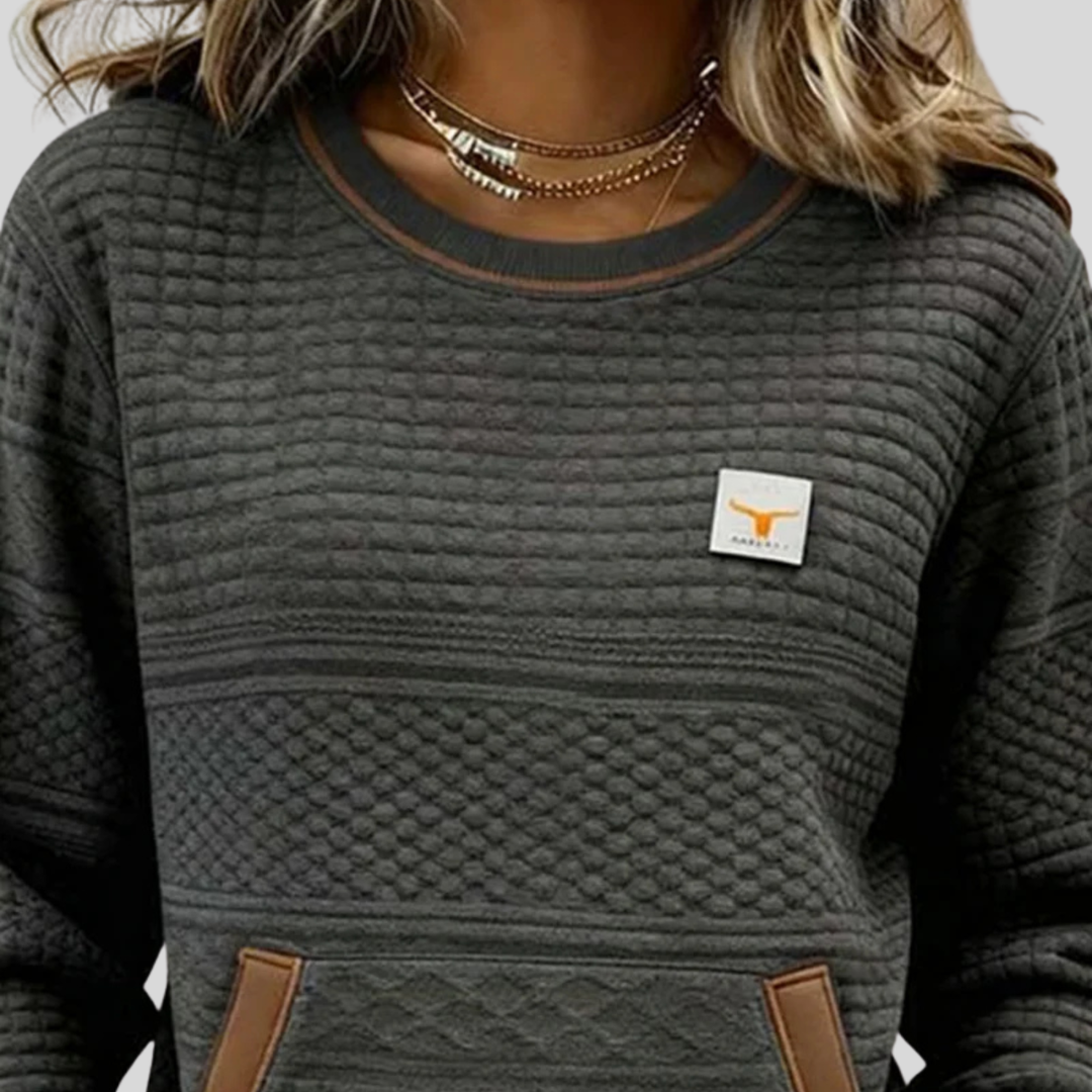 Mies - Sweatshirt structuré en couleur bloc avec col rond