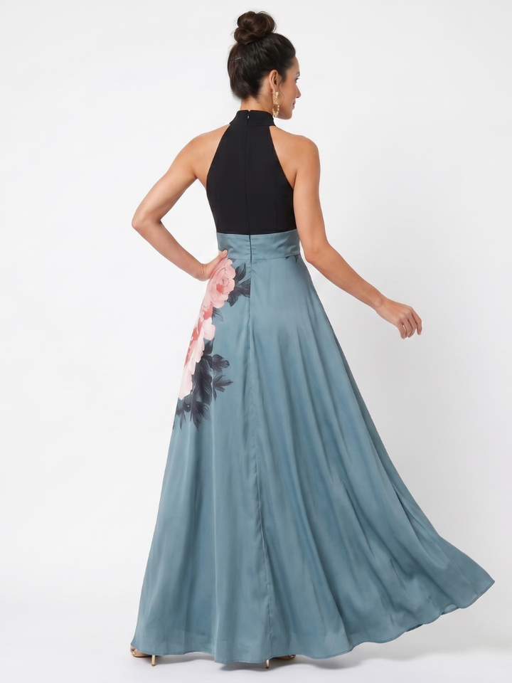 Olympas | Robe Maxi à Encolure Halter et Jupe Florale