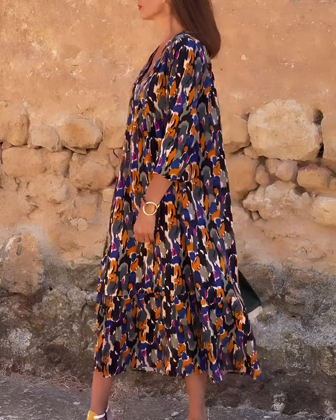 Nathalie™ | Robe Vintage à Imprimé et Col en V