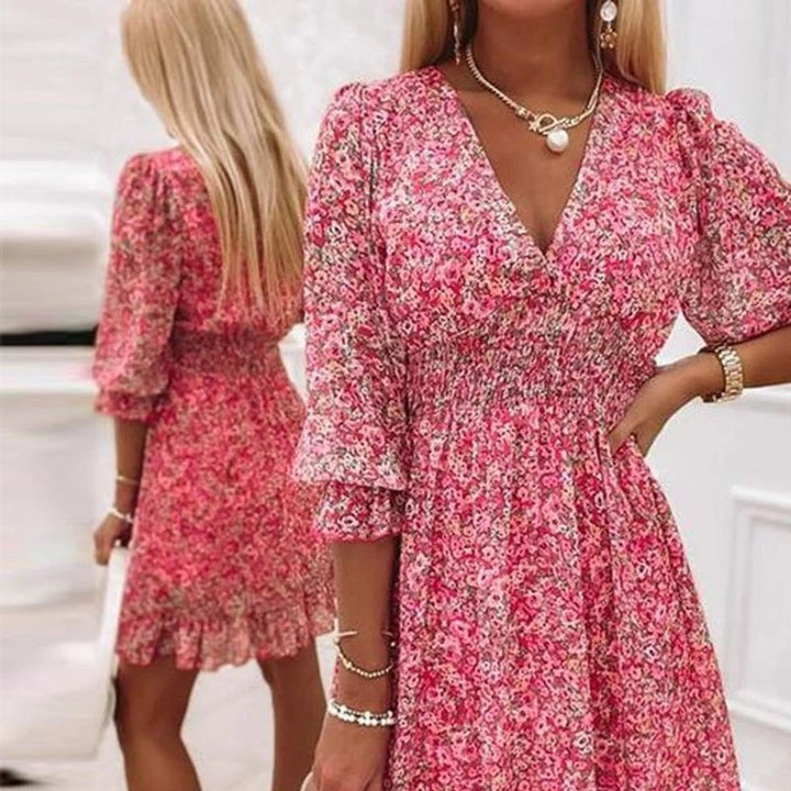 Nissia™ | Robe Mini à Rayures Florales