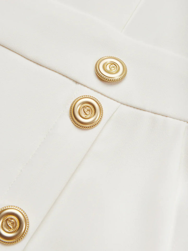 Malene™ | Robe midi unie avec fente à boutons et décolleté arrondi