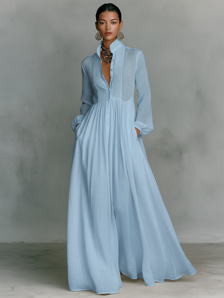 Robe Maxi Patchwork Col Montant
