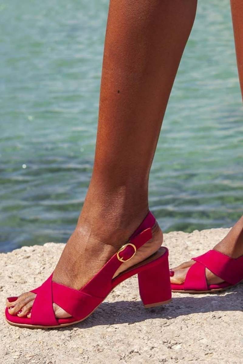 Sandales Céliane bleu azur avec talon large