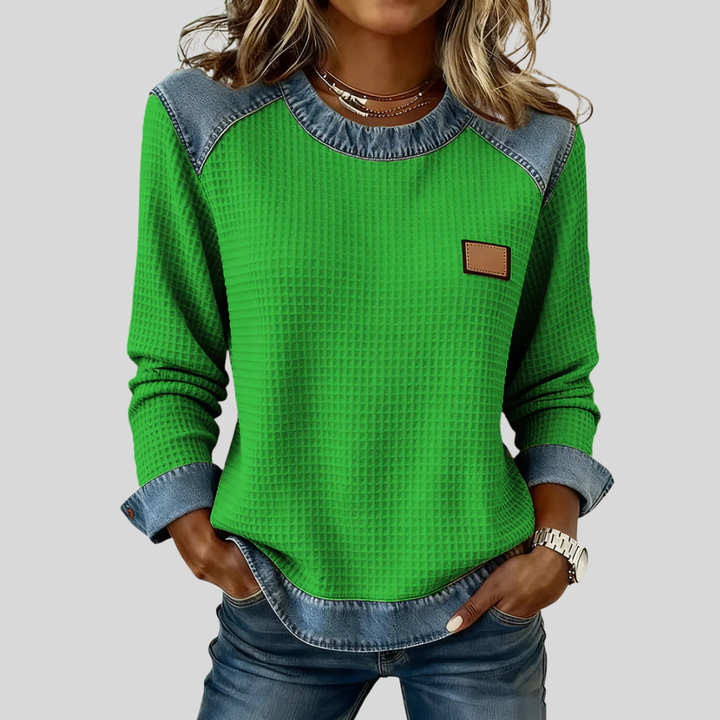 Hetty - Sweat-shirt patchwork avec texture gaufrée