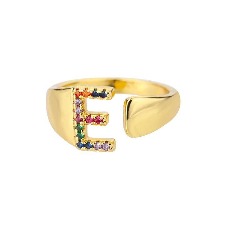 Bague avec Lettre Personnalisée en Acier Inoxydable