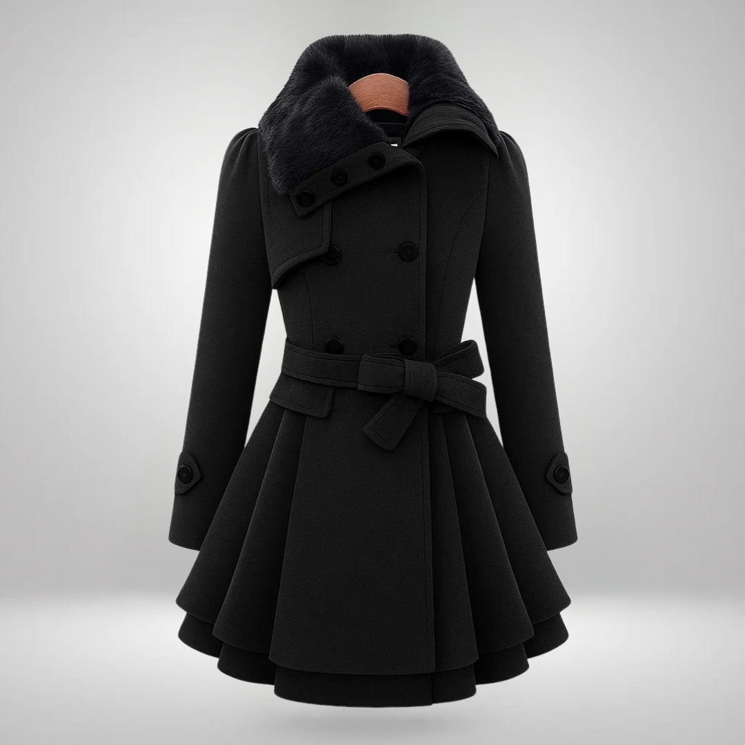 Yena™ | Trench-coat chic avec fourrure vegan