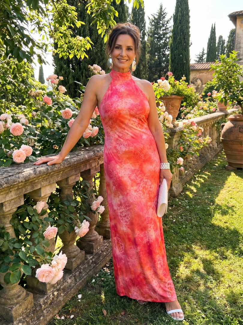 Coraline | Robe Maxi à Imprimé avec Col Halter