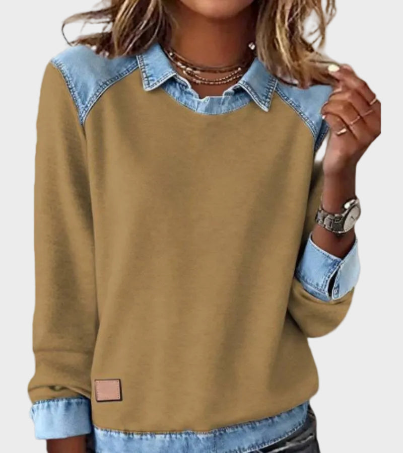 Ravit - Blouse en jean tissée à manches longues