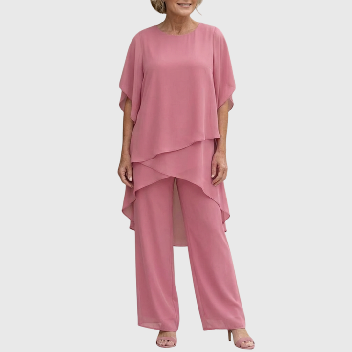 Linda | Ensemble avec pantalons palazzo drapés