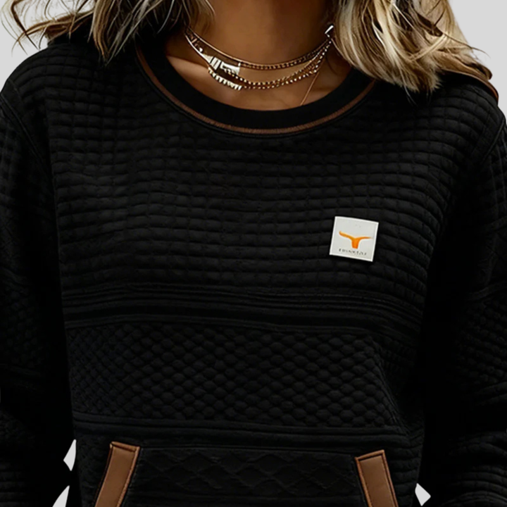 Mies - Sweatshirt structuré en couleur bloc avec col rond