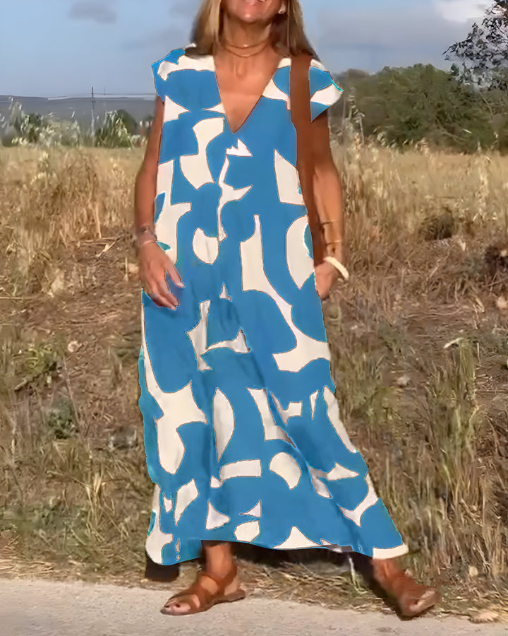 Jacqueline™ | Robe à Imprimé avec Décolleté en V