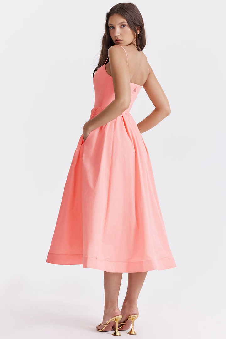 ESTELLE | Robe Midi Été Élégante Corset