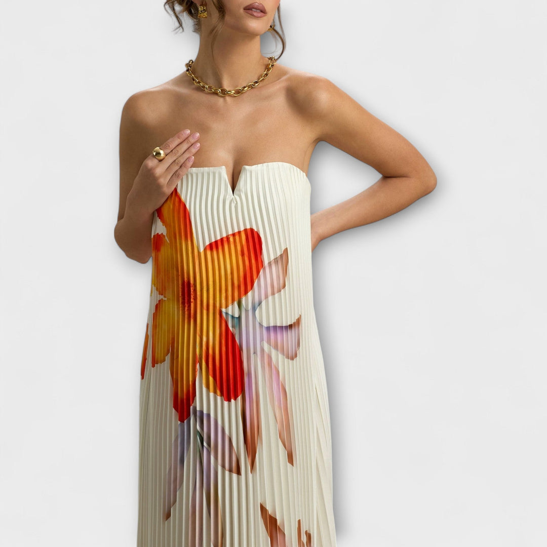 Michelle - Robe Maxi Coeur en fleur orange