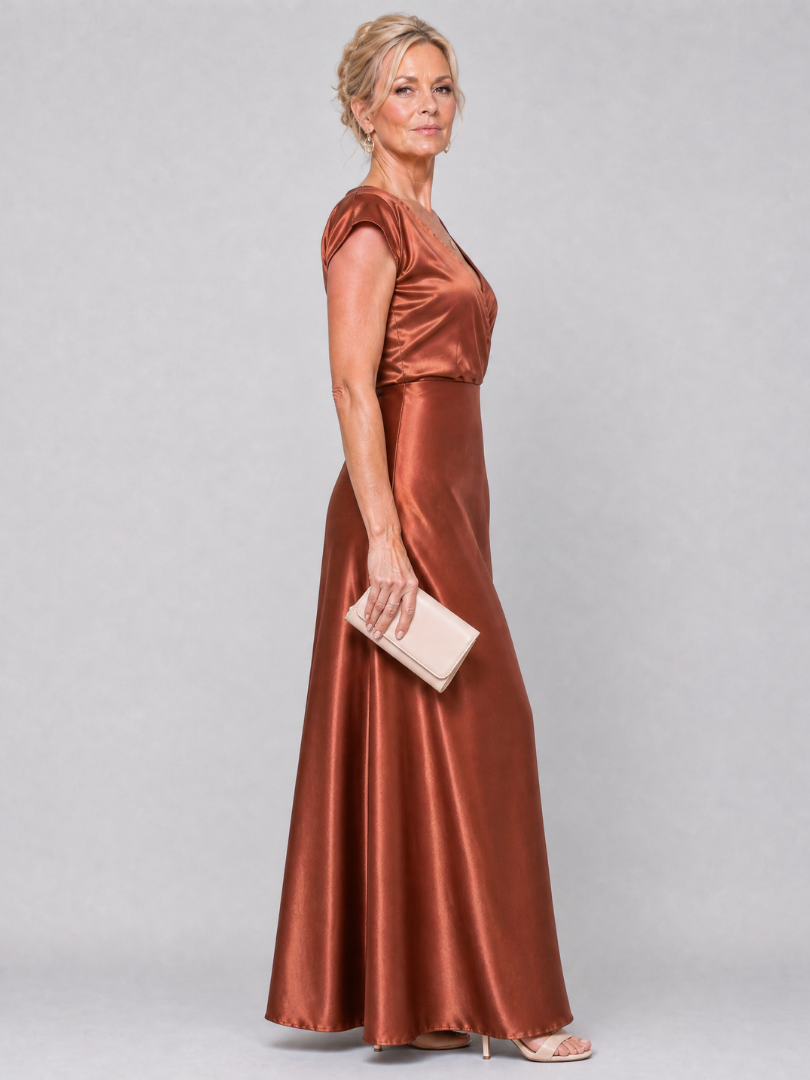 Samouse | Robe Maxi à Manches Courtes et Corps Croisé