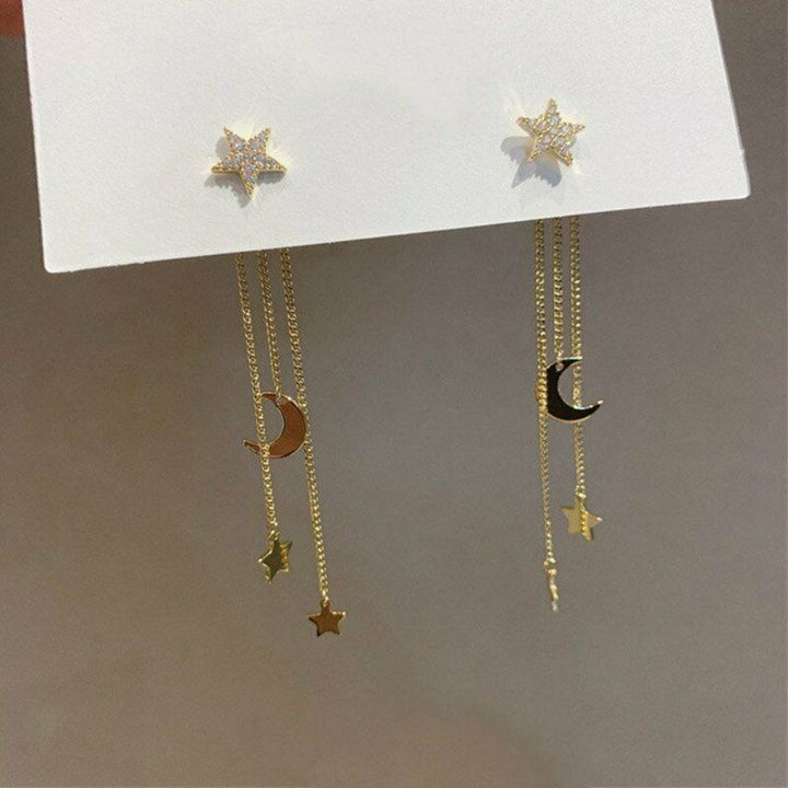 BOUCLES D'OREILLES EN FORME DE LUNE ET D'ÉTOILE (PAIRE)