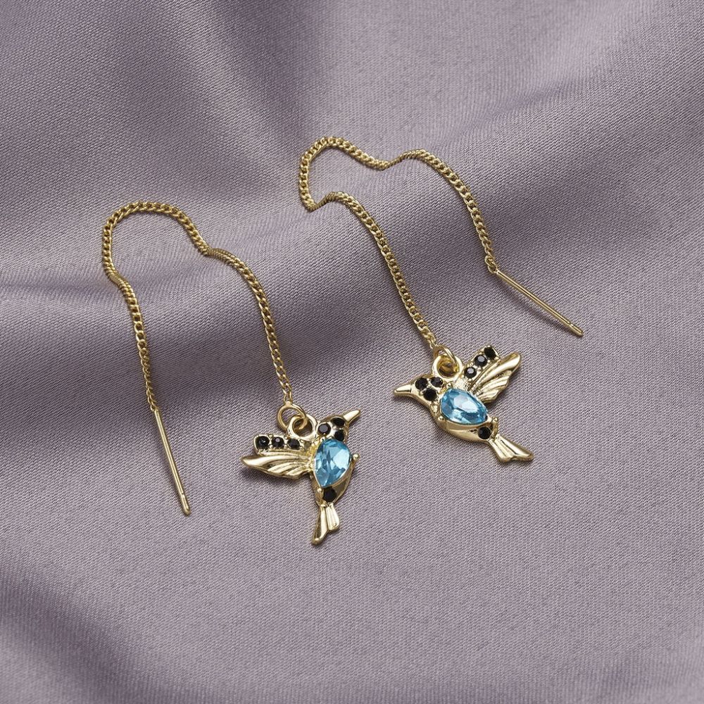 PAIRE DE BOUCLES D'OREILLES COLIBRI