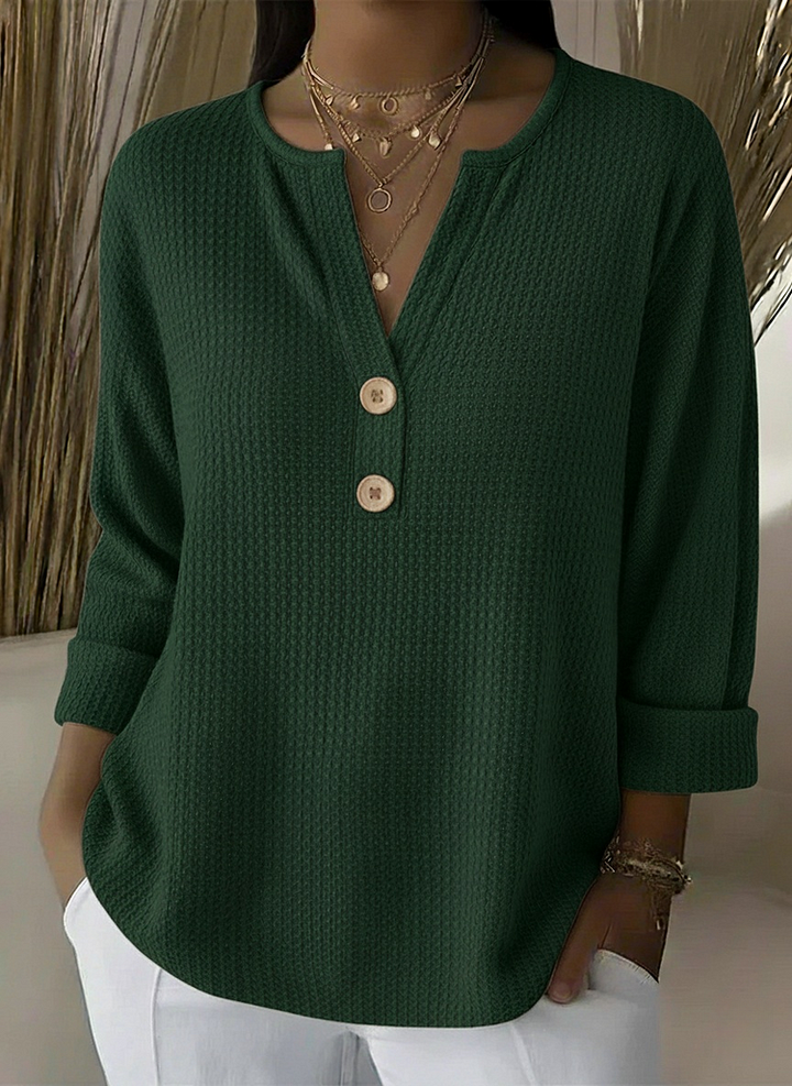 Lucia | T-shirt Henley Texturé avec Boutons