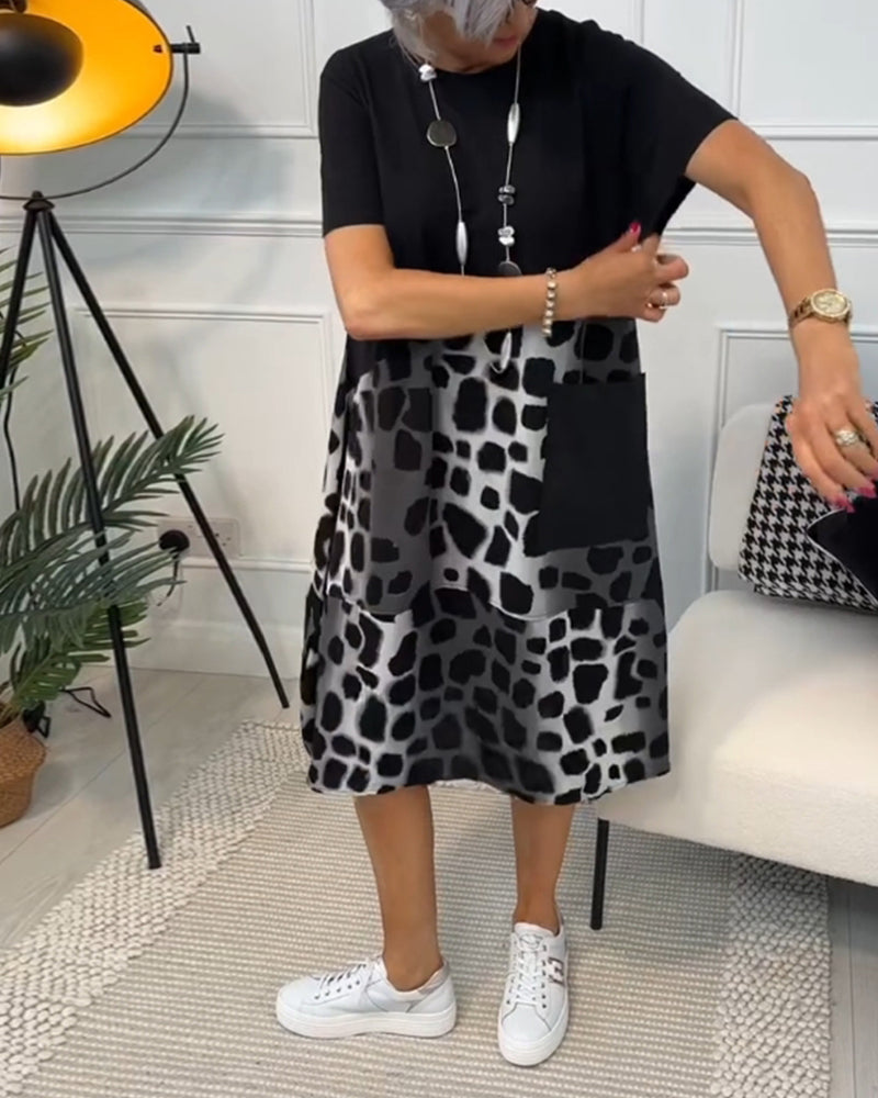 Naomi™ | Robe Décontractée à Imprimé avec Col Rond