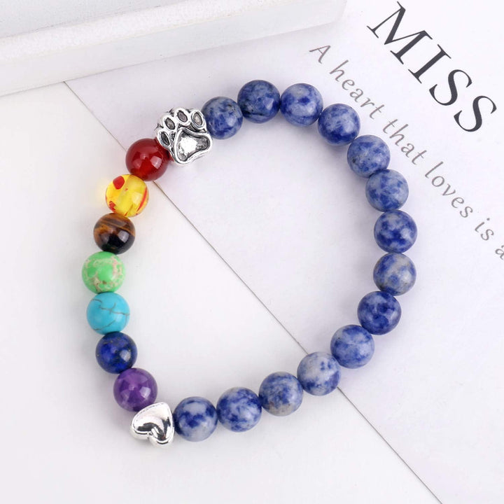 Bracelet Mémorial du Pont de l'Arc-en-Ciel – Cadeau de Perles de 7 Chakras pour la Perte d'un Animal