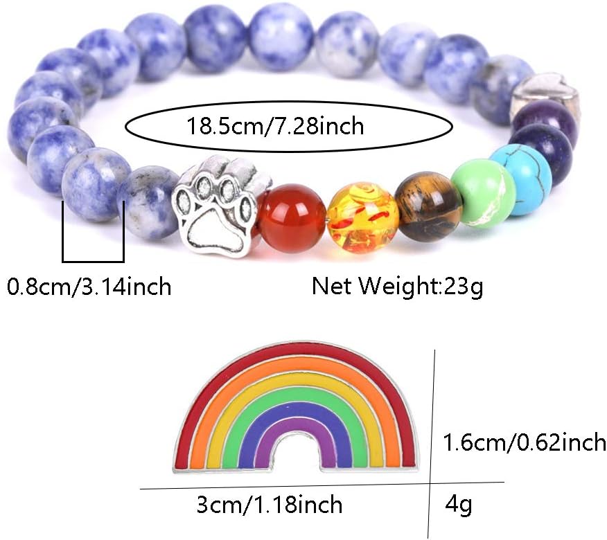 Bracelet Mémorial du Pont de l'Arc-en-Ciel – Cadeau de Perles de 7 Chakras pour la Perte d'un Animal