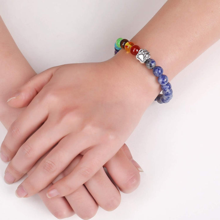 Bracelet Mémorial du Pont de l'Arc-en-Ciel – Cadeau de Perles de 7 Chakras pour la Perte d'un Animal