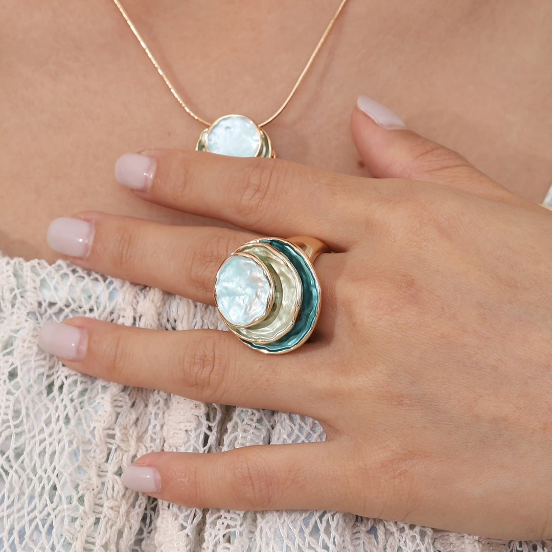 Bague émail boho à trois couches
