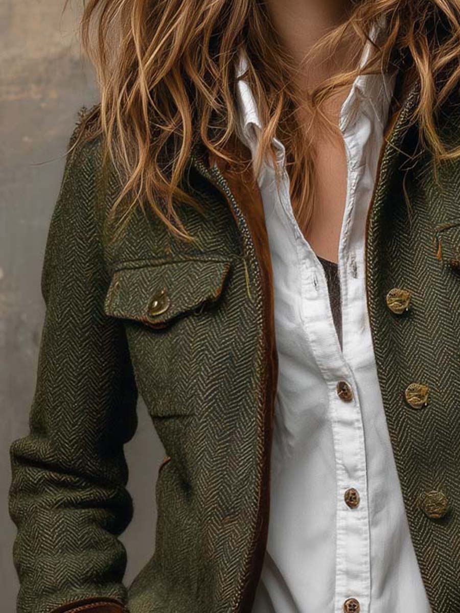 Dolores - Blazer en Sergé avec Bordure Contrastante
