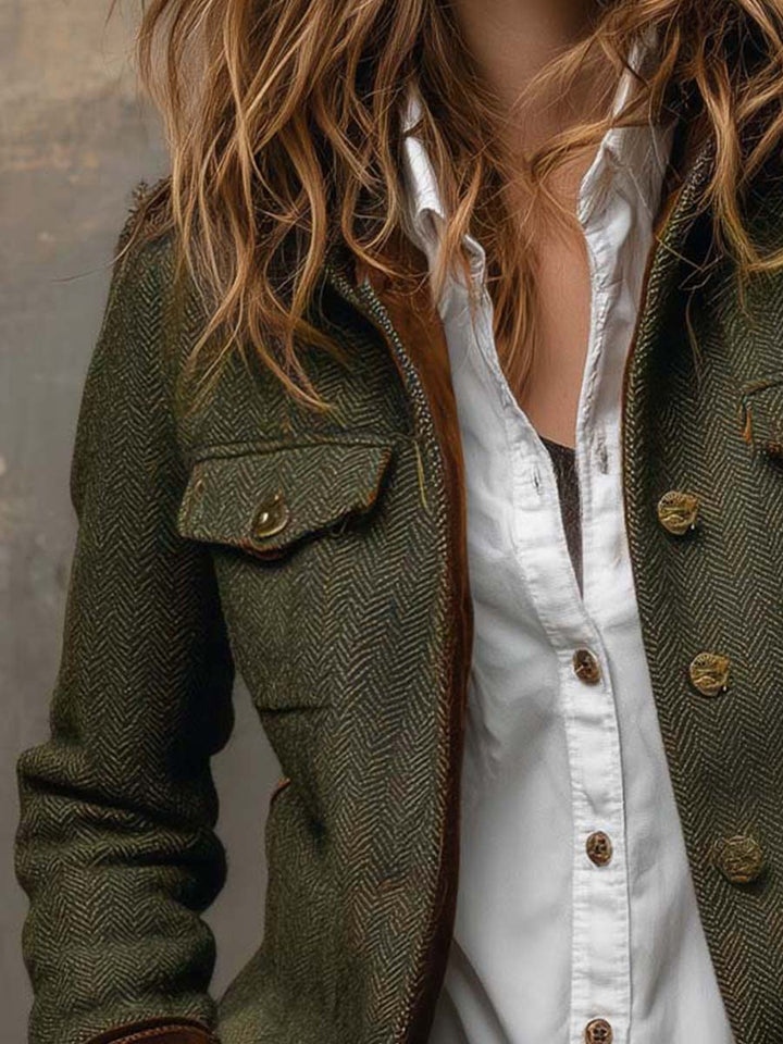 Dolores - Blazer en Sergé avec Bordure Contrastante