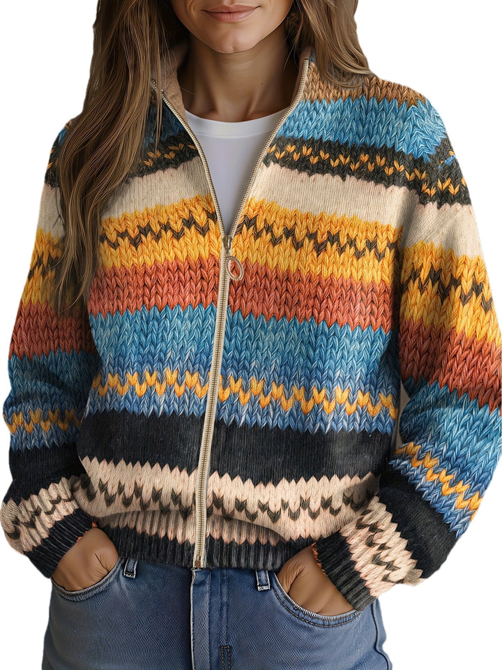 Yseult - Cardigan multicolore en zigzag