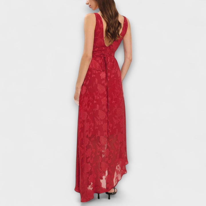 Opale - Élégante Robe Maxi Sans Manches avec Design en Dentelle