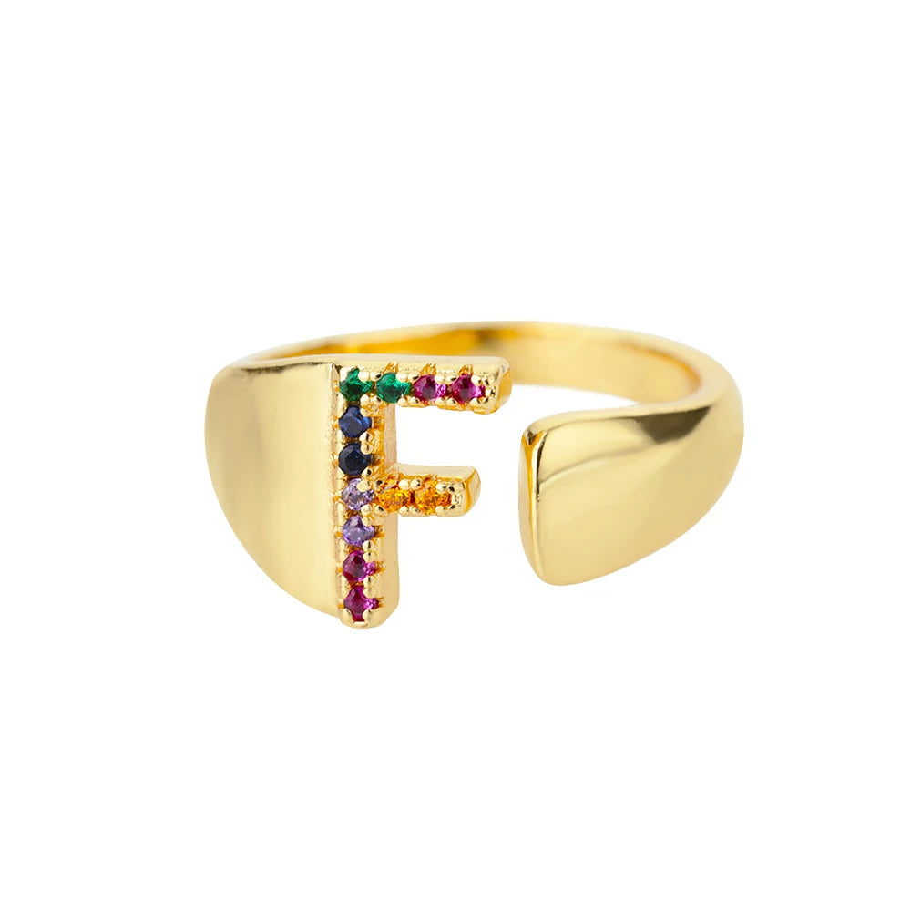 Bague avec Lettre Personnalisée en Acier Inoxydable
