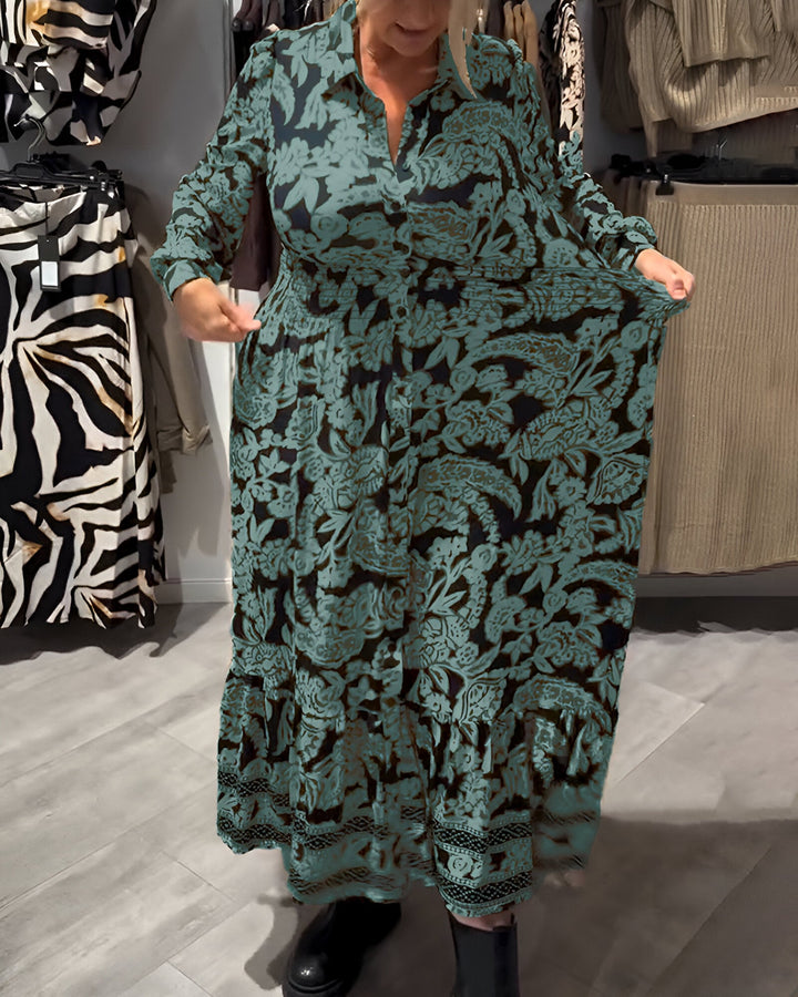 Marisse™ | Robe Midi à Motif avec Col en V