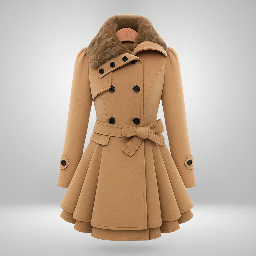 Yena™ | Trench-coat chic avec fourrure vegan