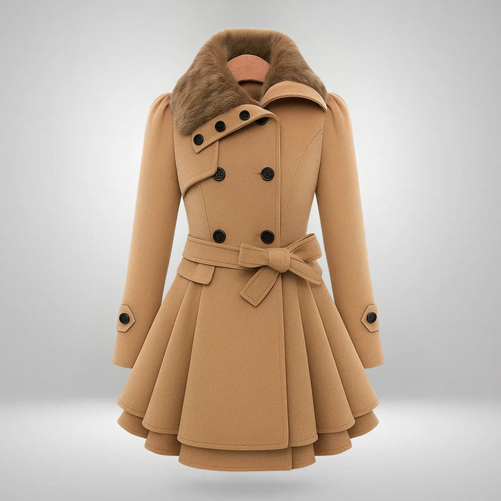 Yena™ | Trench-coat chic avec fourrure vegan