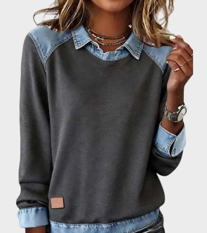 Ravit - Blouse en jean tissée à manches longues