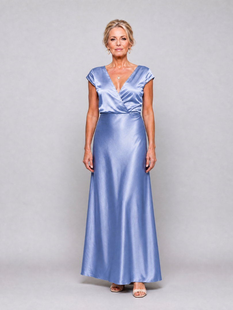 Samouse | Robe Maxi à Manches Courtes et Corps Croisé