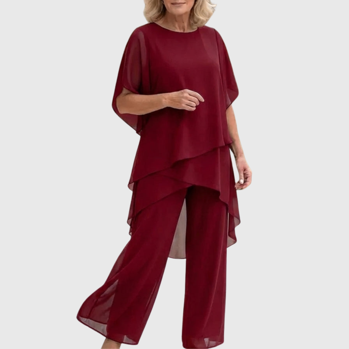 Linda | Ensemble avec pantalons palazzo drapés