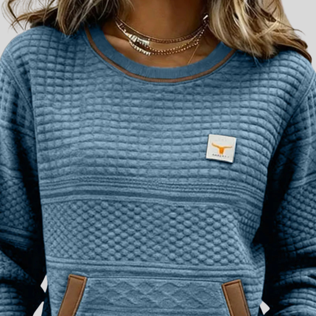 Mies - Sweatshirt structuré en couleur bloc avec col rond